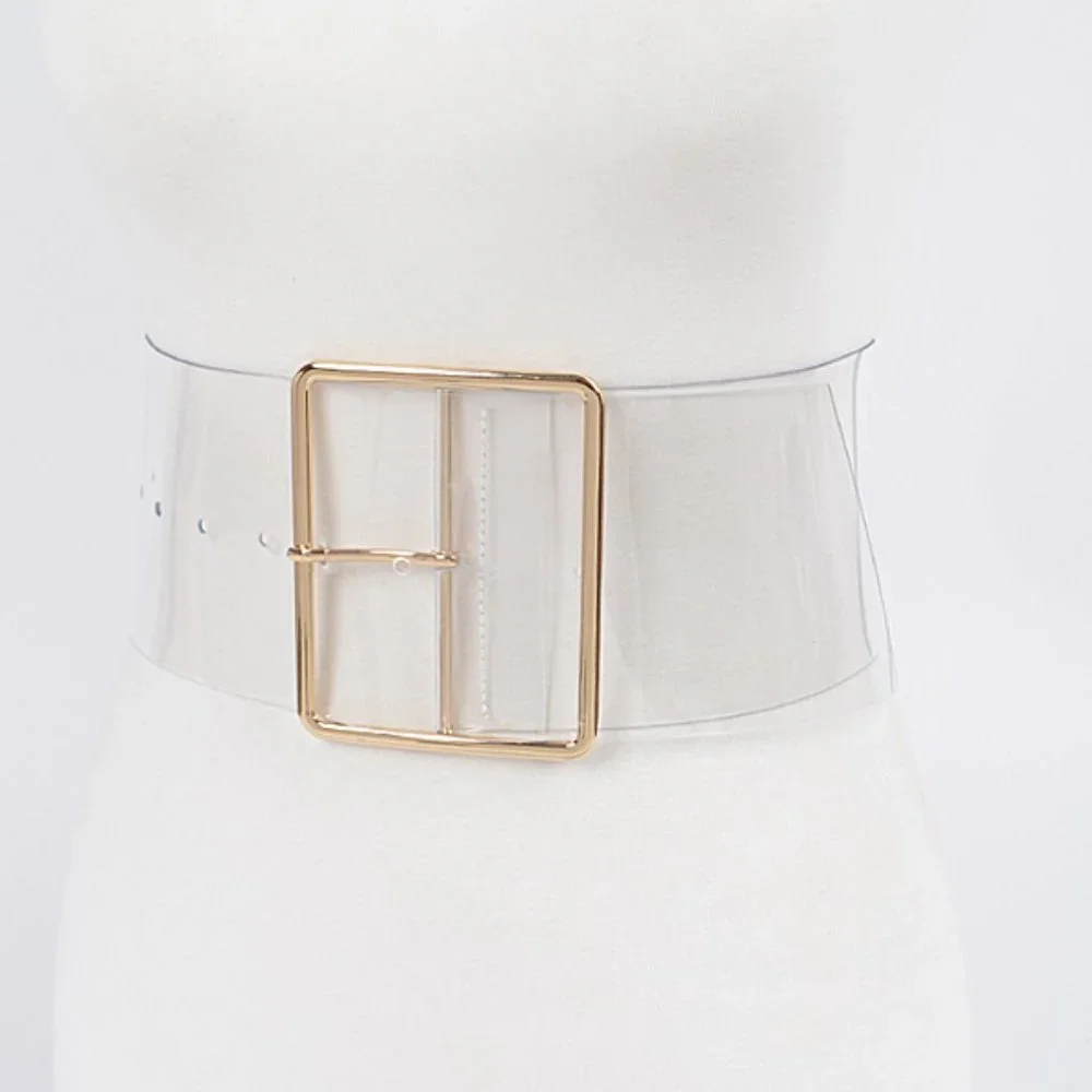 BNWT Plus Size Skinny Square Buckle Cleared Transparent Fashion Belt
